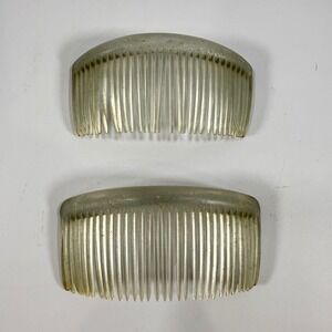 VTG Set of 2 Tilco Hair Side Combs 3" Clear Retro Cottagecore Coquette Pinup USA